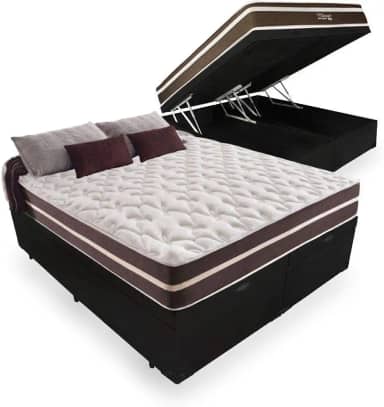 Cama Box Com Baú Queen + Colchão De Molas - Anjos - Classic Superlastic 158cm