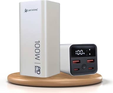 Carregador Portátil Power Bank Premium Turbo de 100w com 20000mah para Macbook, Notebook, Celular, Starlink, Tablet Carregador Universal Potente Com Led Digital de Bateria (Branco)