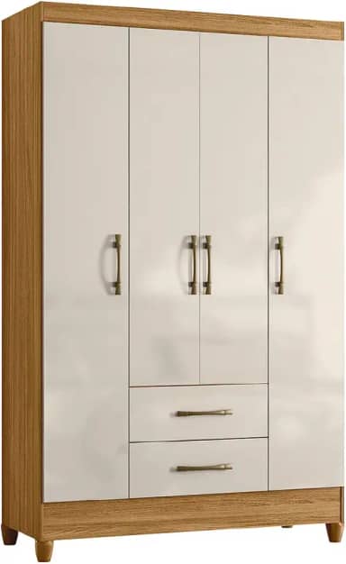 Guarda Roupas Solteiro 4 Portas 2 Gavetas Paraty Moval (Freijó/Off white)