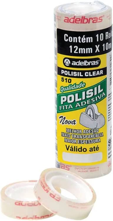 Fita Adesiva Polisil 12Mmx10M.Transparente Pacote Com 10-2241