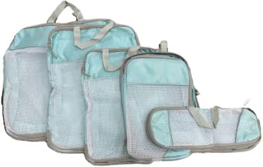 Kit5 Organizador de Mala de Bagagem Viagem Cubos De Embalagem De Compressão Sacos De Armazenamento(AZUL)