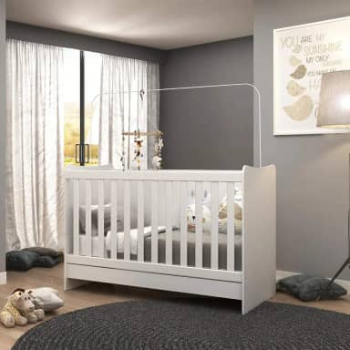 Berço 4 em 1 para Colchão 60 x 130 cm Multimóveis Evolution vira Escrivaninha Fg0541pn Branco