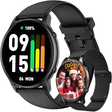 Smartwatch BLACKULTRA 1.32" Full Touch, IP68, Faz e Recebe Ligações, 100+ Modos Esportivos, Notificações, Assistente de Voz, Compatível com iOS/Android, Unissex, 2 Pulseiras, Preto