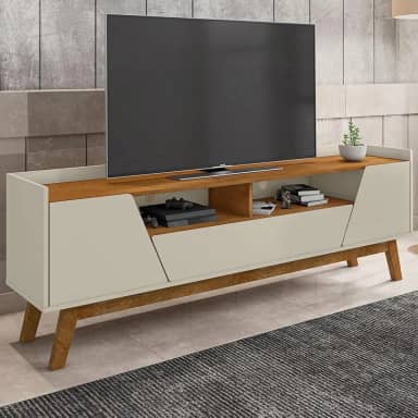 Rack Sala Florença para Tv até 70 Polegadas com Pés Madeira Off White/naturale