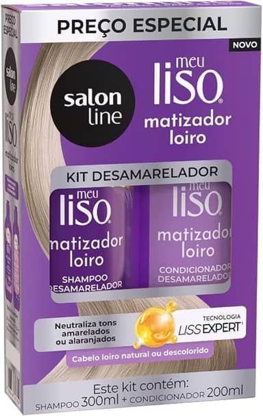 Kit Shampoo e Condicionador, Salon Line, Meu Liso Matizador Loiro, Vegano - Para Cabelos Lisos, 2 Unidades