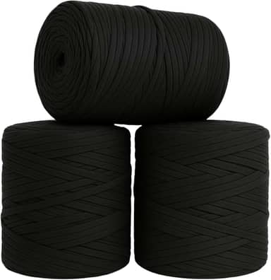 SYMEON Fio de Malha 1kg Ecologico Residual 140m Artesanato Crochê (Tons de preto)