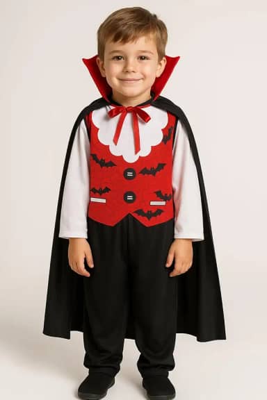 Fantasia Infantil Vampiro Drácula Criança Halloween Vestido Roupa