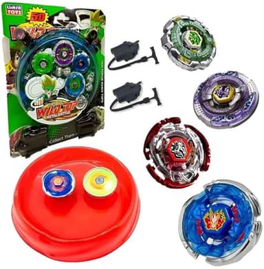 kit 4 Beyblades Tornado Com 2 Lançadores E Arena De Batalha