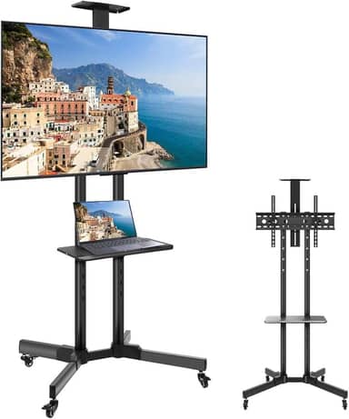 Suporte de TV Móvel com Rodas, Suporte de TV Portátil Ajustável em Altura, Para TVs A Partir de 32" A 65'', Pode Suportar 65KG, 80 × 60 ×190cm