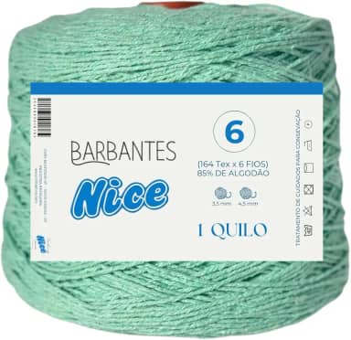Barbante Parafinado Colorido Para Crochê Fio 6-1kg (VERDE AGUÁ)
