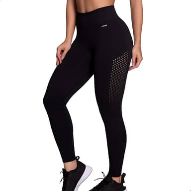 Legging Academia Poliamida Cintura Alta Microfuros Sem Costura Fitness Selene