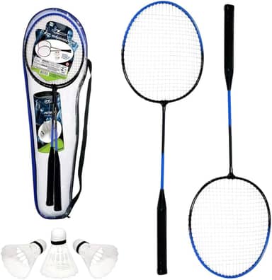 Kit Jogo Badminton 2 Raquetes e 3 Petecas com Bag