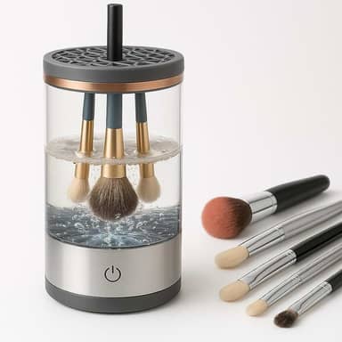 Limpador de Pincéis de Maquiagem Elétrico 3 em 1 Lava Seca e Armazena Automático USB Máquina Lavadora de Pincéis Esponjas Portátil Porta Pincéis Cosméticos