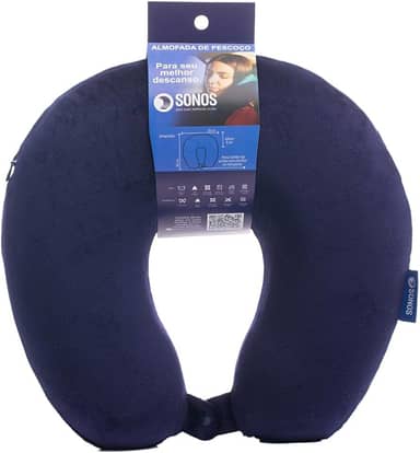 Almofada De Pescoço Sonos Tradicional Para Viagem E Descanso (Azul-Marinho)