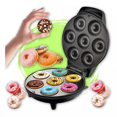 Máquina de Donuts 7 Rosquinhas Antiaderente 110 V - Luz Indicadora, Aquecimento Duplo, Pés Antiderrapantes, Prática e Fácil de Limpar- Linha Premium
