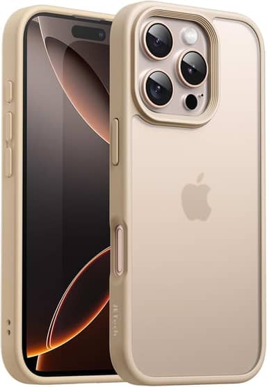 JETech Capa Matte para iPhone 16 Pro Max 6,9 Polegadas, Case Proteção Contra Quedas de Nível Militar à Prova de Choque, Traseira Translúcida Fosca, Anti-Impressão Digital (Titânio-Deserto)