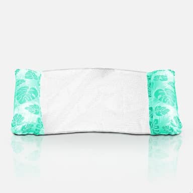 Boia Rede Flutuante Inflável para Piscina Design de Folhas Tropicais Cama Flutuador Deitar Reclinavel Encosto de Cabeça Relaxar na Agua Praia Mar Confortavel
