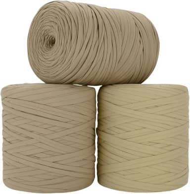 SYMEON Fio de Malha 1kg Ecologico Residual 140m Artesanato Crochê (Tons de bege)