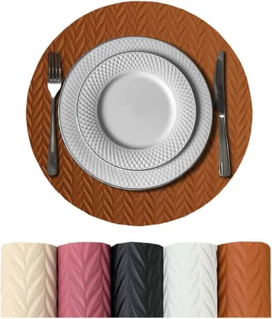 4 Jogo Americano Roma Alto Padrão Impermeável Redondo Vr (CARAMELO claro escuro marrom café - ROMA REDONDO)