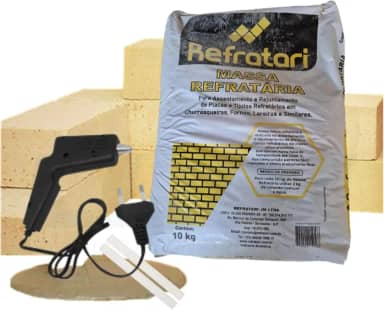 Kit 3 Massa Refrataria Seca 10kg (Cada) Para Churrasqueira/Forno/Tijolo/Plaqueta/Fogão a Lenha + Brinde