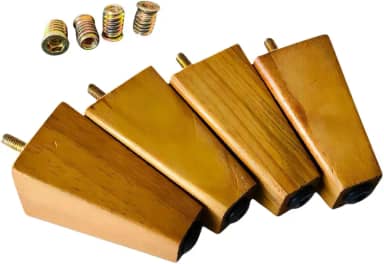 Pé Trapézio 12cm Kit 4 Peças + 4 Bucha Americana - Pé Puff Sofá Bicama - Kazza Shop