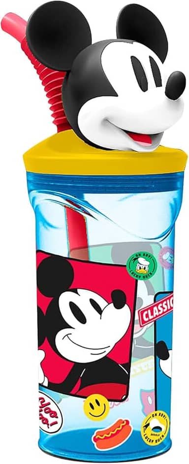 Tuut Copo 3D com Canudo Disney Mickey Mouse 360ml – Produto Oficial