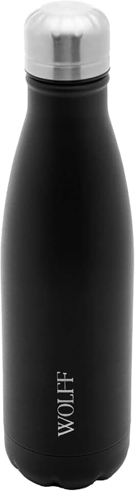 WOLFF - Garrafa Térmica de Aço Inox Preta com Parede Dupla - 500ml - Linha Ice