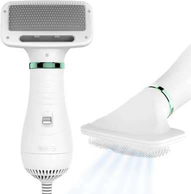 Secador de pelos para cães 2 em 1 com escova lisa para cães e gatos de tamanho pequeno | Secador de pelos para animais de estimação | Secador de cabelo para cães | 300 Watts, 75-85 dB, temperatura