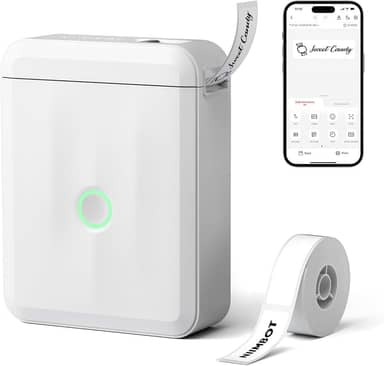 Minimáquina de etiquetar NIIMBOT D110 versão atualizada com fita, impressora térmica Bluetooth, etiquetadora de adesivos com vários modelos, organização de escritório, casa, cozinha, escola, branca