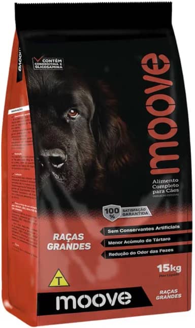 Alimento Completo Moove Premium Ração Para Cães Adultos Raças Grandes Sabor Frango 15Kg