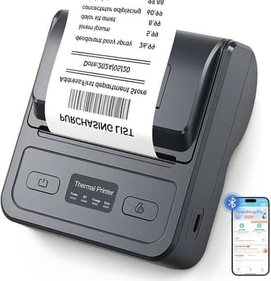 Mini Impressora Térmica Portátil de Recibos 80mm, Conectividade Bluetooth Compatível com Android, iOS e Windows, Velocidade de Impressão: 70–90 mm/s, 203DPI, Adequada para Imprimir Recibos e Bilhetes