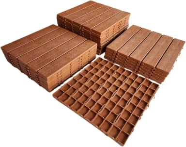 Kit Deck Modular Plástico, 10 Peças, 30x30cm, Textura Madeira, TERRACOTA