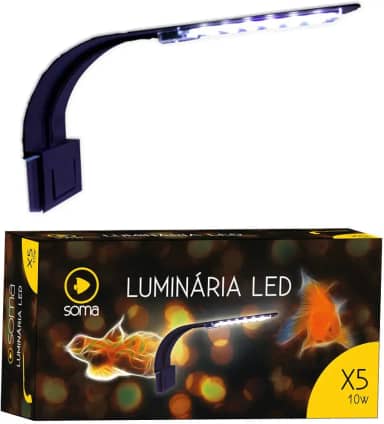 Luminária LED 10W X5 Preta para Aquário Soma - 220V
