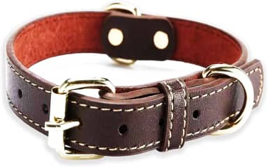 Coleira de couro para cães grandes com visual moderno e elegante - marrom