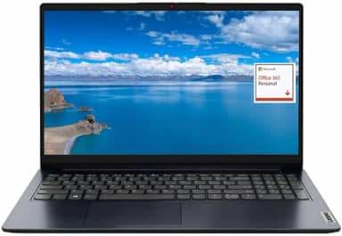 Lenovo IdeaPad 1 Laptop FHD de 15,6 polegadas, Intel Pentium Silver N6000, 12 GB RAM, 256 GB PCIe SSD + 128 GB eMMC, 1 ano Microsoft Office 365, webcam, leitor de cartão SD, Wi-Fi 6, Windows 11