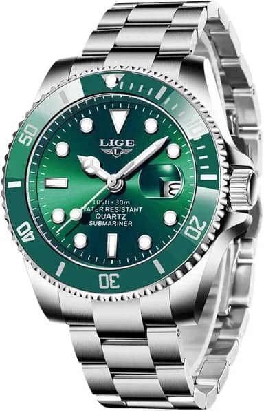 Relógio masculino de quartzo analógico de aço inoxidável, relógios masculinos à prova d'água, cronógrafo, relógio de pulso casual, LIGE, dourado, azul, relógio de data