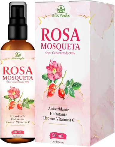 Óleo de Rosa Mosqueta 99% Puro e Prensado a Frio | Clareador, Hidratante e Antirrugas para Pele e Cabelo | União Vegetal 30ml