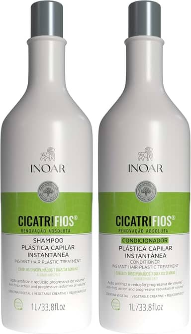 Inoar, Kit CicatriFios Plástica Capilar – Shampoo e Condicionador 2x1L, Redução de Frizz, Brilho Intenso, Hidratação Profunda, Proteção Térmica e Volume Controlado