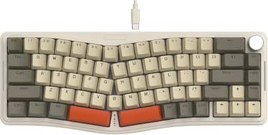 ATTACK SHARK AKS068 Teclado mecânico para jogos com fio 65% Alice Layout Hot-swapped Gaxeta, retroiluminação RGB VIA Botão programável NKRO TKL AS Interruptor vermelho linear pré-lubrificado(Cinza)