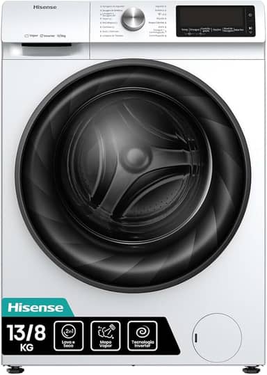 Hisense Lava e Seca, 13kg Lavagem/8kg Secagem, Steam, 13 Programas, Motor Inverter, Painel Touch, Branco WD13X - 127V
