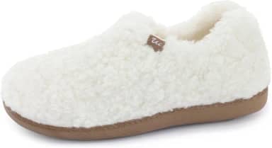 Pantufas femininas confortáveis de espuma viscoelástica com forro de lã quente, sapatos femininos fechados para casa traseira com sola de borracha antiderrapante para uso externo
