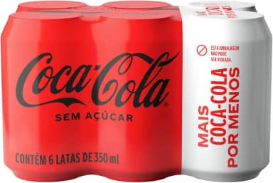 Pack de Coca-Cola sem Açúcar 350Ml 6 unidades