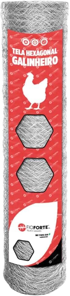 Tela Galinheiro 1,50x50m Fio BWG23 Multiuso Galinha Galvanizada Hexagonal FioForte.
