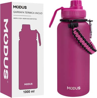 MODUS Garrafa Térmica Esportiva De Aço Inoxidável Com Isolamento A Vácuo De 1000ML (Vermelho Rosa)