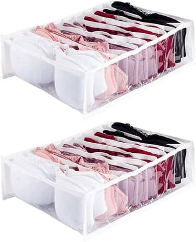 Kit Organizador de Gavetas para Roupas Íntimas e Camisetas, 40x30x10 cm Branca (2)