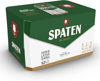 Pack Cerveja Spaten Puro Malte, Lata, 473ml, Caixa 12 unidades