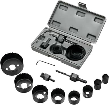 Jogo Serra Copo 11 Peças com Mandril e Chave Allen – Aço Carbono, Cortes em Madeira, Plástico, Gesso e Metal