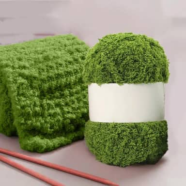 Fio de chenille de cores vibrantes para a pele – para fazer cachecóis quentes, chapéus e itens de decoração de casa, tricô e crochê, verde