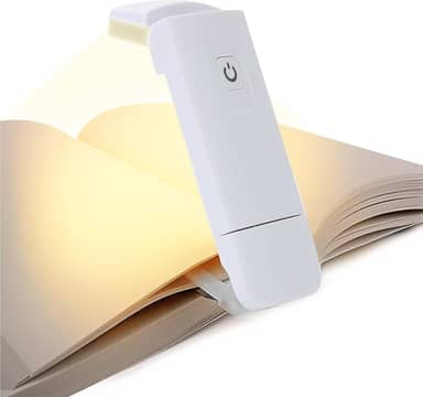 Luz de Leitura para Livro,Luminária de Leitura com Clipe e Braço Flexível USB Recarregável - Brilho & Cor Ajustáveis, Luz Ampla Cuidados com os Olhos, Ideal para Leitura na Cama e à Noite