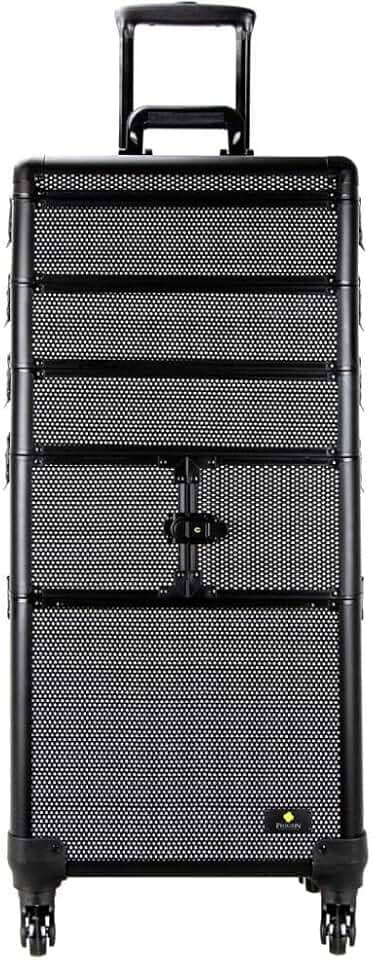 Maleta Maquiagem Profissional Alumínio Abs 4 em 1 Pelegrin Pel-m1026 Preta Cristal